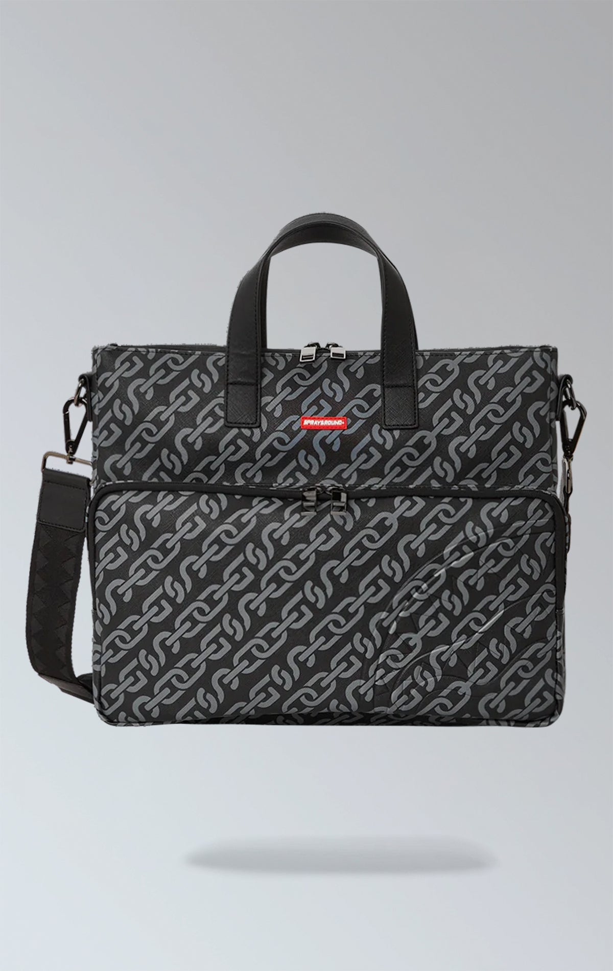 Sprayground, Magnetic Pulse Travel Bag, vegan leather, travel bag, magnetic pulse print, sunglasses compartment, padded back panel, adjustable straps, spacious, stylish, functional.